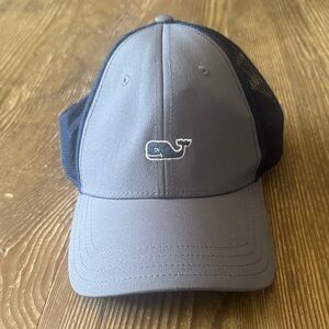 Vineyard Vines embroidered whale logo Charcoal and Navy Cap